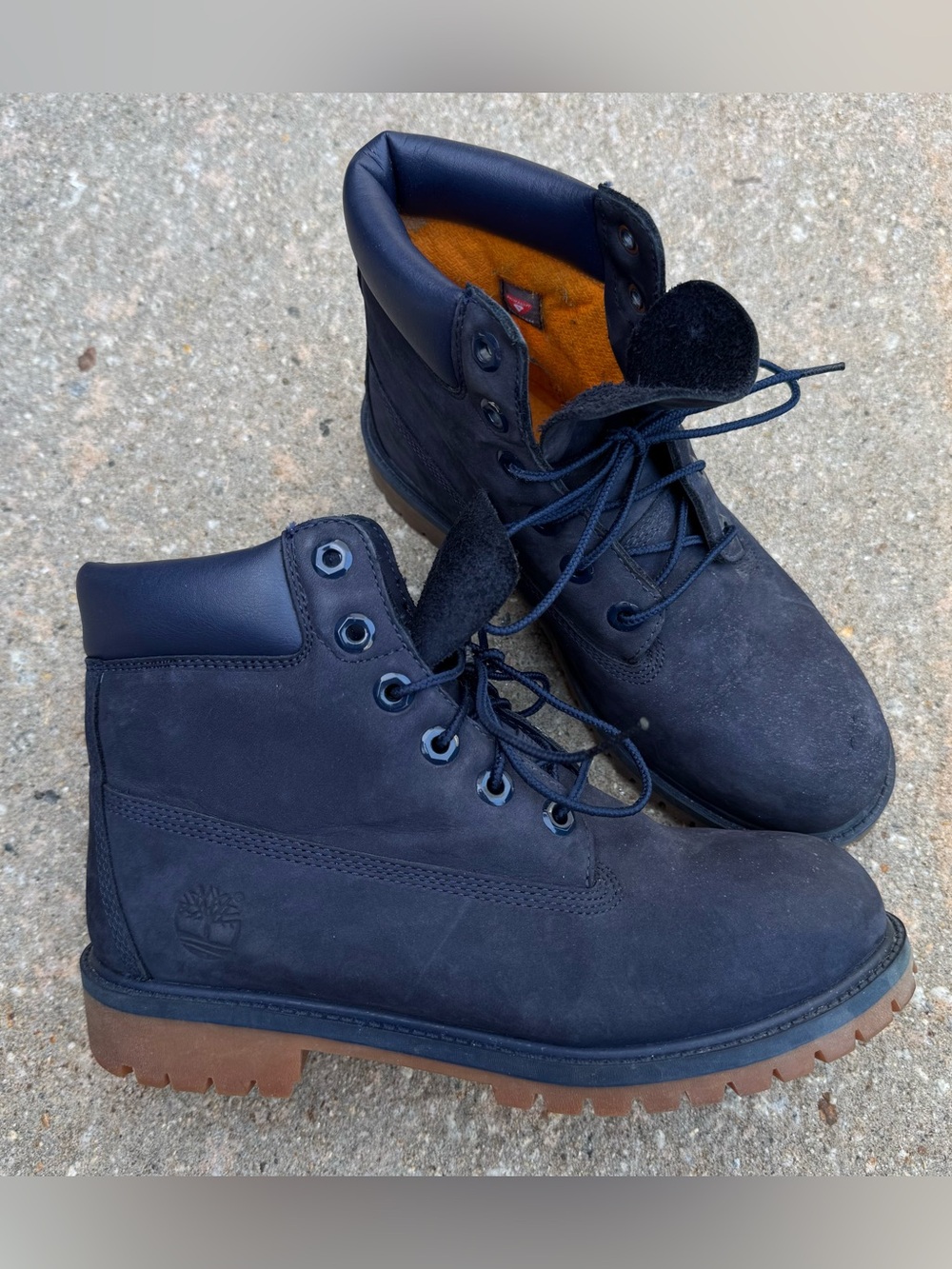 Timberland 6 Inch Premium Boots Size Big Boys 6.5 Or Womens 8.5 Blue Waterproof